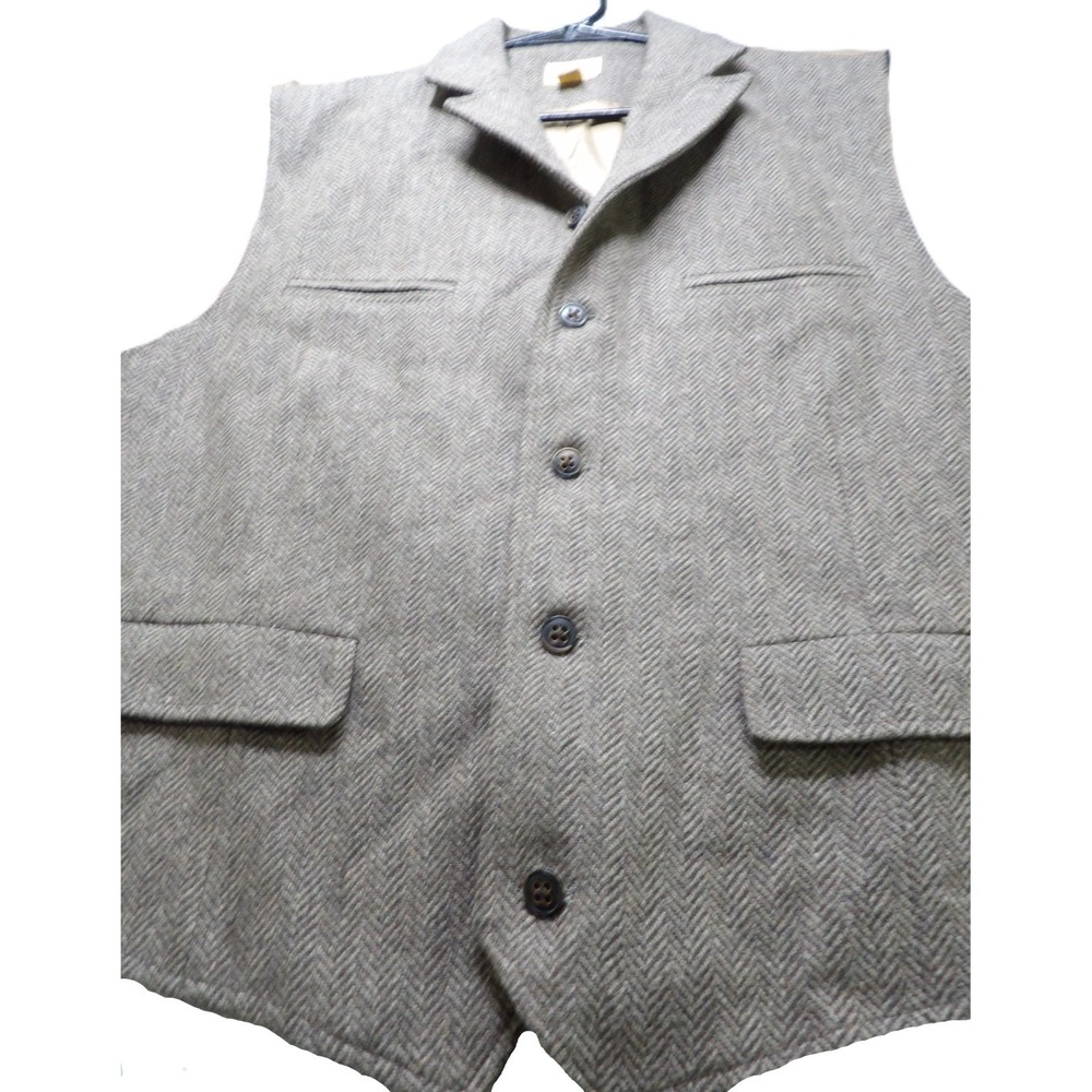 Trevero Wool Blend Herringbone Tweed Vest Men XL Brown Button Sport Coat Formal - Picture 9 of 16
